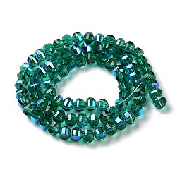 Sea Green Transparent Electroplate Glass Beads Strands, AB Color Plated, Faceted, Rondelle, Sea Green, 7.8x5.8~6.3mm, Hole: 1.5mm, about 80pcs/strand, 18.31''~19.88''(46.5~50.5cm)