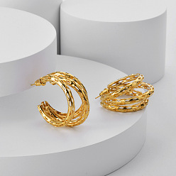 Настоящее золото 22K Полые лунные латунные серьги-гвоздики, реальный 22 k позолоченный, 35x30 мм