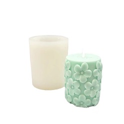 White DIY Candle Silicone Molds, Resin Casting Molds, For UV Resin, Epoxy Resin Jewelry Making, Column with Flower, White, 7.8x0.9x9.7cm
