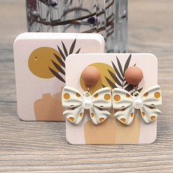 Vase Квадратные бумажные серьги-карточки, карточки для демонстрации украшений для хранения серег, белые, ваза, 5x5x0.05 см, отверстие : 0.8 мм