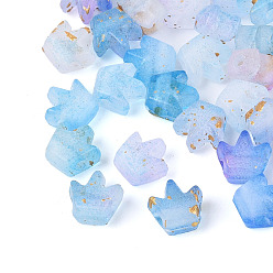 Светло-Голубой Матовые прозрачные акриловые бусины, корона, золотой фольгой, Небесно-голубой, 6.5~7x6.5x4 мм, отверстие : 1.7~1.8 мм, 5882 шт / 500 г