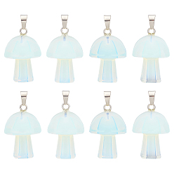 Опал 8 шт. подвески из опалита, грибные прелести, с защелкой из нержавеющей стали в тон цвета нержавеющей стали, 24~25x16 мм, отверстие : 5x3 мм