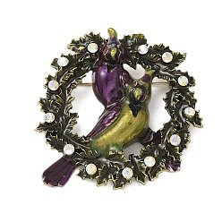 Темная Орхидея Эмалевые булавки попугай, броши из цинкового сплава со стразами для рюкзака, темные орхидеи, 63.5x71.5 мм