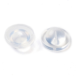 Clear Silicone Ear Nuts, Earring Backs, Clear, 8x4mm, Hole: 0.5mm