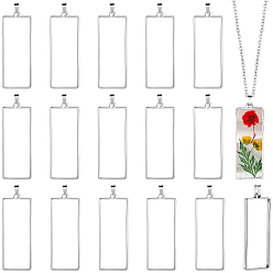 Couleur Acier Inoxydable 20pcs 304 pendentifs à lunette arrière ouverte en acier inoxydable, avec 201 accessoires en acier inoxydable, couleur inox, 48mm