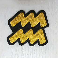 Aquarius Computerized Embroidery Cloth Iron on/Sew on Patches, Costume Accessories, Appliques, Constellation, Aquarius, 71x63mm