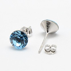 202_Aquamarine Aretes de cristal austriaco, con 925 pendientes de plata de ley, 202 _aquamarine, 16x7 mm, pin: 0.8 mm