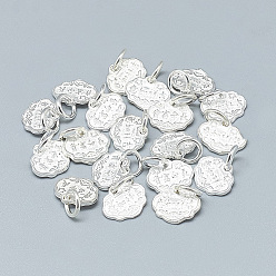 Серебро 925 серебряные шармы, с целью перехода в кольце, Замок долговечности, серебряные, 8x10x1 мм, отверстие : 3.5 мм