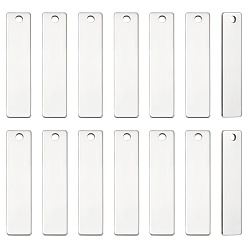 Нержавеющая Сталь Цвет 20 шт. 201 прямоугольные штампованные пустые бирки из нержавеющей стали, одна сторона полировка, цвет нержавеющей стали, 40x9x1 мм, отверстие : 2.8~3 мм