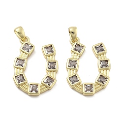 Настоящее золото 18K Латунные микро проложить кубического циркония подвески, без кадмия, без никеля и без свинца, подковы прелести, с целью перехода в кольце, реальный 18 k позолоченный, 23x17.5x2.5 мм, отверстие : 5x2.5 мм