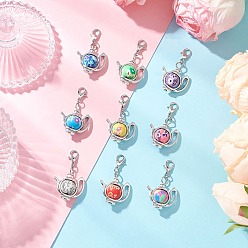 (52) Непрозрачная лаванда Подвесные украшения из сплава для чайника и полимерной глины ручной работы, с карабинами из цинкового сплава для украшений сумок, разноцветные, 40 мм