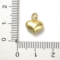Golden 925 Sterling Silver Pendants, Heart Charms with Jump Rings, Golden, 10x10x5mm, Hole: 3mm