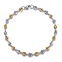 Золотой & Цвет Нержавеющей Стали 304 браслеты из нержавеющей стали с кофейными зернами для мужчин и женщин, золотые и нержавеющая сталь цвет, 8-1/2 дюйм (21.5 см)