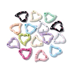 Mixed Color Spray Painted Alloy Spring Gate Rings, Heart, Mixed Color, 31.5x29x5mm, Hole: 3mm