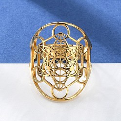 Золотой 304 регулируемое кольцо в виде звезды Давида из нержавеющей стали, ирландское полое широкое кольцо для женщин, золотые, размер США 7 3/4 (18 мм)