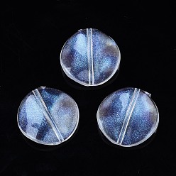 Clear Transparent Acrylic Beads, Glitter Powder, Flat Round, Clear, 20x20x5mm, Hole: 1.4mm, about 400pcs/500g
