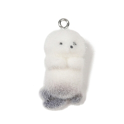 Сова Подвески из непрозрачной смолы с рисунком животных, с железной платиной петлей, сова, 32x15x14 мм, отверстие : 2 мм