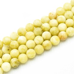 Светло-хаки Природного кварца нитей бисера, окрашенные, круглые, имитация пчелиного воска, светлый хаки, 8~8.5 мм, отверстие : 0.9~1 мм, около 45~47 шт / нитка, 14.96~15.35 дюйм (38~39 см)