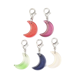 Платина Подвесные украшения в виде стеклянной луны, с цинковым сплавом застежками омаров коготь, платина, 30 мм