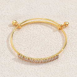 Белый Регулируемые железные браслеты, прямоугольные кубические циркониевые украшения для женщин, с очарованием колокола, белые, внутренний диаметр: 2-3/8 дюйм (6 см)