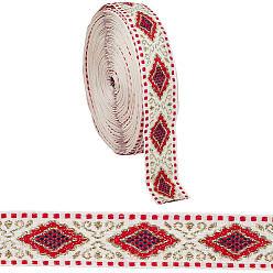 Коричневый 10ярды полиэстеровых лент для вышивки, жаккардовая лента, аксессуары для одежды, ромб шаблон, коричневые, 21 мм