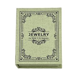 Темный Морско-зеленый Магнитные держатели для украшений из бумаги с цветочным принтом, футляры для хранения колец, серег, ожерелий, браслетов, с губкой внутри, прямоугольные, темно-зеленый, 9.15x7.05x3.6 см