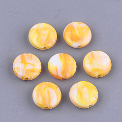 Gold Acryl-Perlen, Nachahmung Edelstein-Stil, Ton zwei, Flachrund, Gold, 13~13.5x5.5 mm, Bohrung: 2 mm, ca. 860 Stk. / 500 g