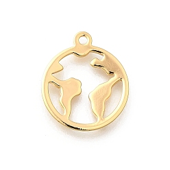 Настоящее золото 18K Латунные подвески, без кадмия, без никеля и без свинца, круглая с подвесками в виде карты, реальный 18 k позолоченный, 18x15x1 мм, отверстие : 1.4 мм