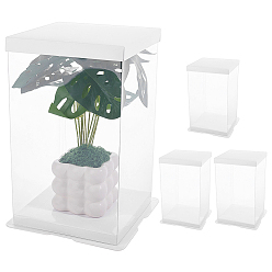 Blanc 4 Ensemble de boîtes d'emballage en plastique transparent avec couvercle et fond en papier, rectangle, blanc, produit fini: 19.7x19.7x29 cm