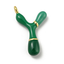 Letter Y Латунь эмаль подвески, долговечный, без кадмия и без свинца, реальный 18 k позолоченный, буквенное очарование, Письмо Y, 22.5x14x4.5 мм, отверстие : 1.8 мм