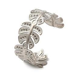 Edelstahl Farbe Anlaufgeschützt 304 Armreif aus Edelstahl, Monstera-Blatt-Armreif, Edelstahl Farbe, Innendurchmesser: 2-3/8 Zoll (6.1 cm), 30 mm, für 2 mm Strass