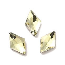 Jonquil Glass Rhinestone Cabochons, Point Back & Back Plated, Faceted, Rhombus, Jonquil, 8x5x2mm