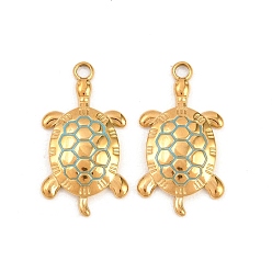 Настоящее золото 18K 304 нержавеющей стальной эмали подвески, прелести черепахи, ионное покрытие (ip), реальный 18 k позолоченный, 25x13.5x3 мм, отверстие : 1.5 мм