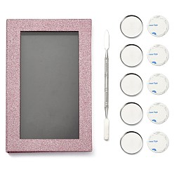 Thistle Magnetic Empty Makeup Palette,  with 20PCS Removable Iron Pans & 1PC Spatula & 20PCS Adhesive Metal Stickers, for Eyeshadow Lipstick Makeup Pallet
, Thistle, 20.5x12.7x1.5cm