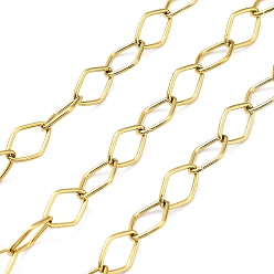 Золотой Ионное покрытие (ip) 304 ромбозвенные цепи из нержавеющей стали, пайки, с катушкой, золотые, 11x7x1 мм