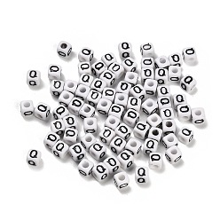Letter Q Непрозрачные акриловые бусины, Эмаль стиле, куб с письмом, Буква Q, 4.5x4.5x4.5 мм, отверстие : 2 мм, 5500 шт / 500 г