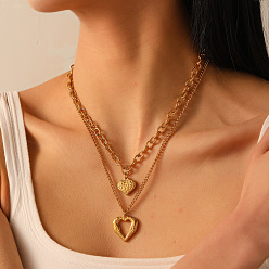 Золотой 2 шт. 304 подвеска в виде крылатого сердца из нержавеющей стали, двухслойные ожерелья для женщин, золотые, 16.26 дюйм (41.3 см) и 18.31 дюйм (46.5 см)