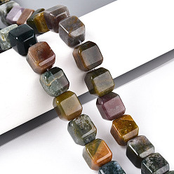 (RRHB277) Кристалл на подкладке из медово-бежевого цвета Природного индийского агата бисер нитей, кубические, 11~12.5x9.5~10.5x9.5~10.5 мм, отверстие : 0.7 мм, около 33 шт / нитка, 14.76~15.75 дюйм (37.5~40 см)