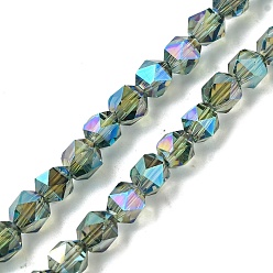 Lime Electroplate Glass Beads Strands, Faceted, Lime, 5.5x5x6mm, Hole: 1mm, about 101pcs/strand, 22.05''(56cm)