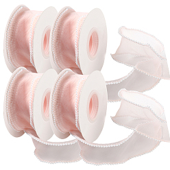 Розовый 4 рулоны АБС-сетки с жемчужной окантовкой для изготовления бантов, Подарочная упаковка, туманная роза, 1-5/8 дюйм (40 мм), 4 рулонов / набор