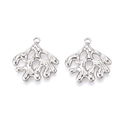 Нержавеющая Сталь Цвет 304 подвески из нержавеющей стали с имитацией коралла, цвет нержавеющей стали, 26x24x2 мм, отверстие : 2 мм