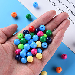 Mixed Color Opaque Acrylic Beads, Round, Mixed Color, 10x9mm, Hole: 2mm, about 940pcs/500g