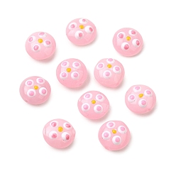 Лавандовый румянец Прозрачные стеклянные эмалевые бусины, неровный плоский круглый, лавандовый румянец, 12.5x7~8 мм, отверстие : 1.2 мм