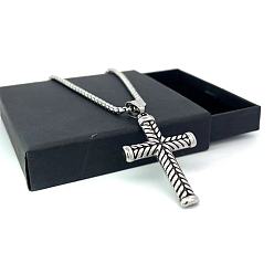 Нержавеющая Сталь Цвет Подвеска-крест из нержавеющей стали в стиле панк-рок, винтажные мужские ожерелья, цвет нержавеющей стали