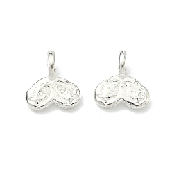 Другие 925 серебряные шармы, серебряный цвет гальваническим, с печатью 925, рыбий хвост, 6x5x1~3 мм, отверстие : 1.4 мм