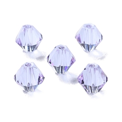 лаванда К 9 стекло, имитация Австрийские кристаллические шарики, граненые, двухконусные, лаванда, 6x6x6 мм, отверстие : 0.9 мм
