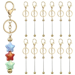 Light Gold 10 шт. брелок из сплава с бусинами для изготовления ювелирных изделий своими руками, С застежками из омаров сплава и железным кольцом, золотой свет, 15.5~15.8 см