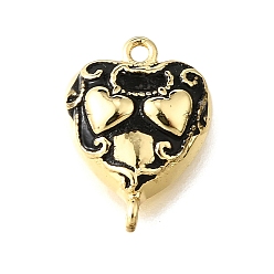 Настоящее золото 18K Латунные подвески, с эмалью, сердце прелести, долговечный, без кадмия и без свинца, стойки покрытие, реальный 18 k позолоченный, 15.5x11.5x3.5 мм, отверстие : 1.2 мм
