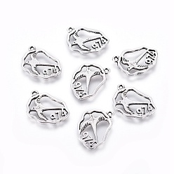 Античное Серебро Тибетском стиле подвески сплава птиц, без свинца, без кадмии и без никеля, античное серебро, 20x18x1 мм, отверстие : 1 мм