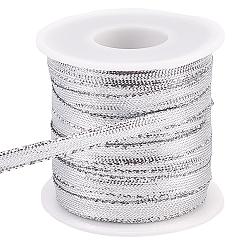 Серебро Блестящая нейлоновая лента, для плетения дредов, Подарочная упаковка, украшение подвесное, серебряные, 1/4 дюйм (7.5 мм)